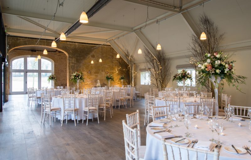 Northwick Barn set up for the wedding breakfast