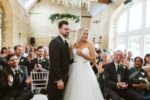 Bride and groom side by side during their wedding ceremony