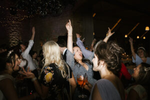 Wedding guests dancing